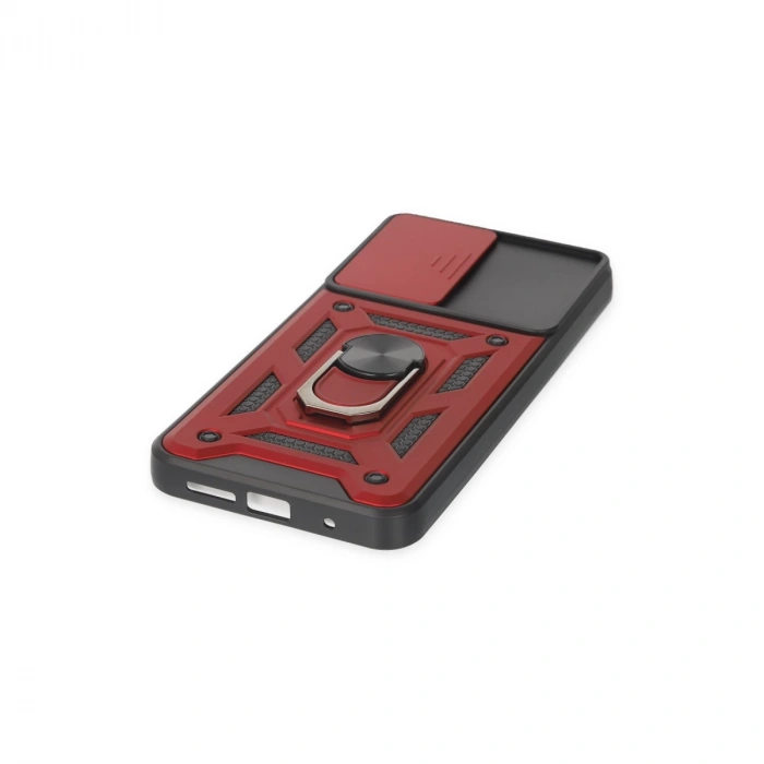 Xiaomi Redmi Note 9 4g Kılıf Pars Lens Yüzüklü Silikon - Kırmızı