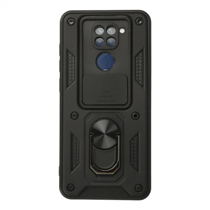 Xiaomi Redmi Note 9 Kılıf Pars Lens Yüzüklü Silikon - Siyah