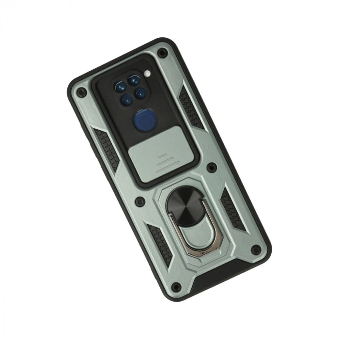 Xiaomi Redmi Note 9 Kılıf Pars Lens Yüzüklü Silikon - Yeşil