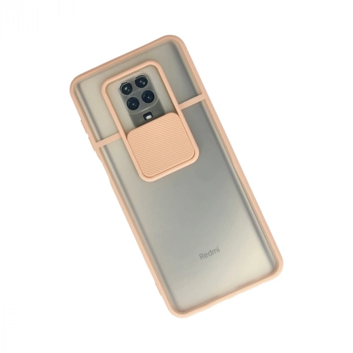 Xiaomi Redmi Note 9 Pro Kılıf Palm Buzlu Kamera Sürgülü Silikon - Pembe