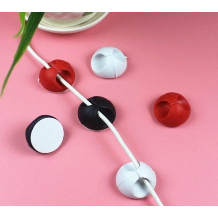 Yapışkanlı Kablo Sabitleyici Düzenleyici 6lı Paket (2 Beyaz-2 Kırmızı-2 Siyah) Mz2023-38