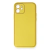 İphone 12 Kılıf Coco Deri Silikon Kapak - Sarı