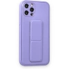 İphone 12 Pro Kılıf Coco Deri Standlı Kapak - Koyu Lila