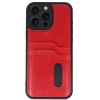 İphone 16 Pro Max Kılıf Sara Kartvizitli Deri Kılıf - Kırmızı