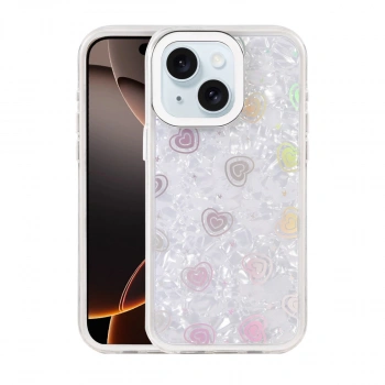 Apple İphone 15 Lumi Desenli Kapak - Beyaz