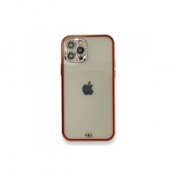 İphone 12 Pro Kılıf Liva Taşlı Silikon - Kırmızı