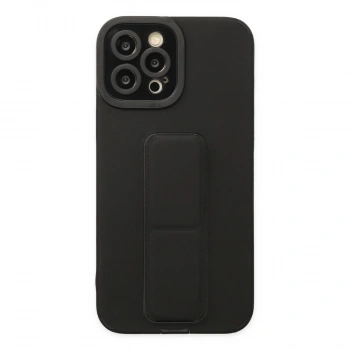 İphone 12 Pro Max Kılıf Mega Standlı Silikon - Siyah
