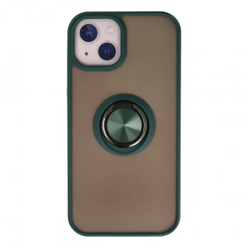 İphone 13 Kılıf Montreal Yüzüklü Silikon Kapak - Yeşil