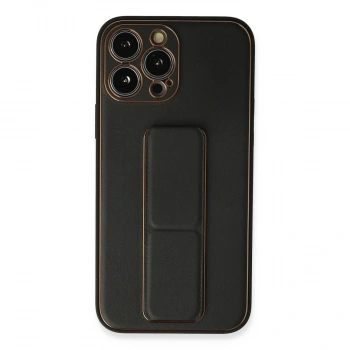 İphone 13 Pro Max Kılıf Coco Deri Standlı Kapak - Siyah