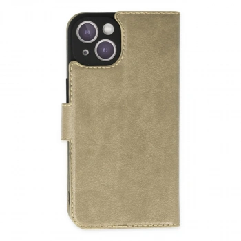 İphone 14 Kılıf Trend S Plus Kapaklı Kılıf - Gold