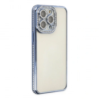 İphone 14 Pro Kılıf Joke Taşlı Silikon - Mavi