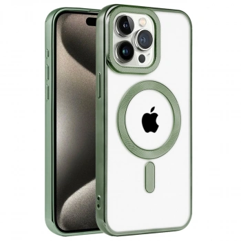 İphone 14 Pro Max Kılıf Kronos Magsafe Kapak - Koyu Yeşil