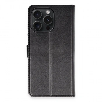 İphone 15 Pro Max Kılıf Trend S Plus Kapaklı Kılıf - Siyah