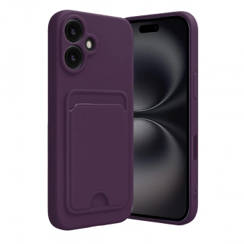 İphone 16 Kılıf Kelvin Kartvizitli Silikon - Derin Mor