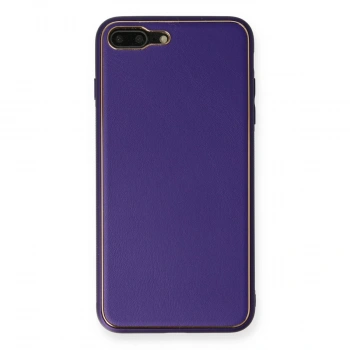 İphone 7 Plus Kılıf Coco Deri Silikon Kapak - Mor