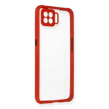 Oppo A73 Kılıf Miami Şeffaf Silikon - Kırmızı