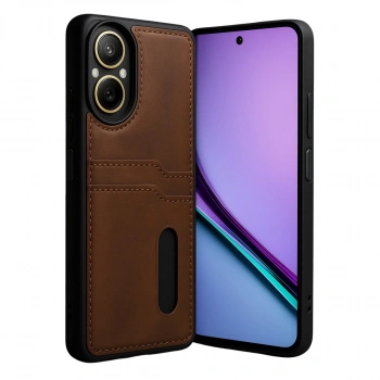 Realme 12 Lite Kılıf Sara Kartvizitli Deri Kılıf - Taba