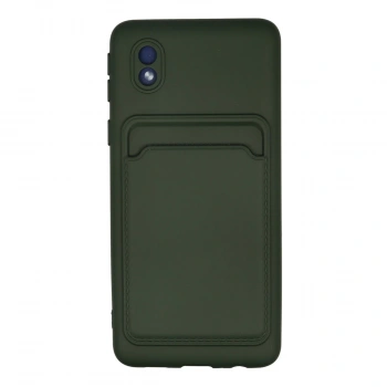 Samsung Galaxy A01 Core Kılıf Kelvin Kartvizitli Silikon - Koyu Yeşil