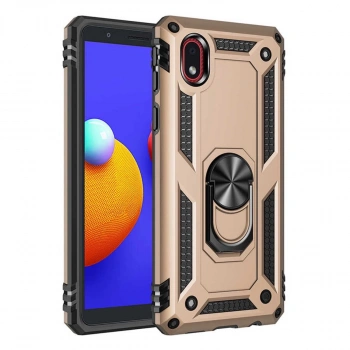 Samsung Galaxy A01 Core Kılıf Sofya Yüzüklü Silikon Kapak - Gold