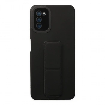 Samsung Galaxy A03s Kılıf Mega Standlı Silikon - Siyah