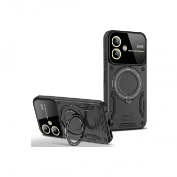 Samsung Galaxy A06 Kılıf Joy Lens Standlı Kapak - Siyah