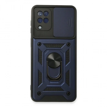 Samsung Galaxy A22 Kılıf Pars Lens Yüzüklü Silikon - Lacivert