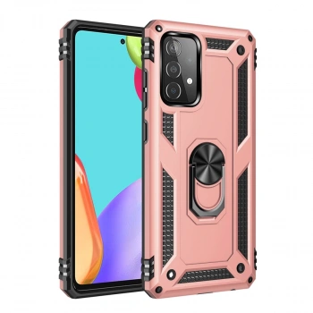 Samsung Galaxy A52 Kılıf Sofya Yüzüklü Silikon Kapak - Rose