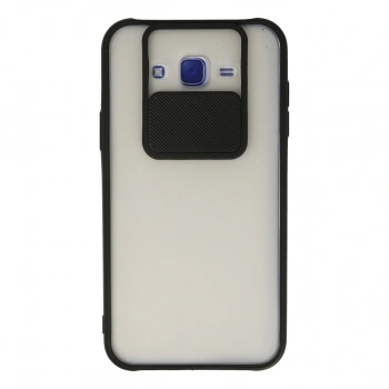 Samsung Galaxy J7 Kılıf Palm Buzlu Kamera Sürgülü Silikon - Siyah