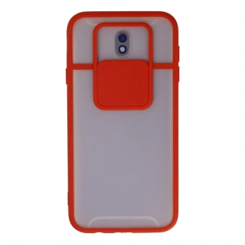 Samsung Galaxy J7 Pro / J730 Kılıf Palm Buzlu Kamera Sürgülü Silikon - Kırmızı