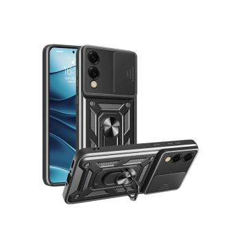 Samsung Galaxy S25 Edge Pars Lens Yüzüklü Silikon - Siyah