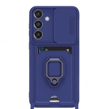 Samsung Galaxy S25 Plus Kılıf Zuma Kartvizitli Yüzüklü Silikon - Lacivert