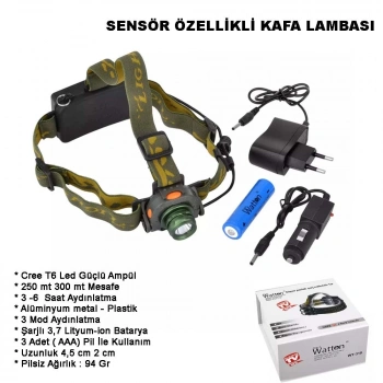 Sensörlü Şarjlı Kafa Lambası  Wt-318