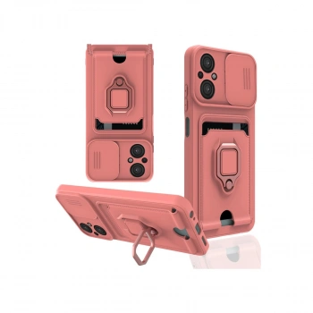 Xiaomi Poco M5 Kılıf Zuma Kartvizitli Yüzüklü Silikon - Pembe