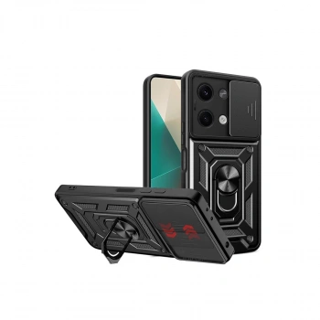 Xiaomi Poco X6 Kılıf Pars Lens Yüzüklü Silikon - Siyah