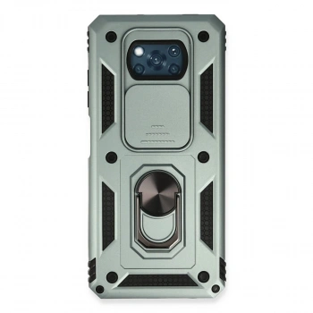 Xiaomi Pocophone X3 Kılıf Pars Lens Yüzüklü Silikon - Yeşil