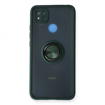 Xiaomi Redmi 9c Kılıf Montreal Yüzüklü Silikon Kapak - Yeşil