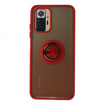Xiaomi Redmi Note 10 Kılıf Montreal Yüzüklü Silikon Kapak - Kırmızı