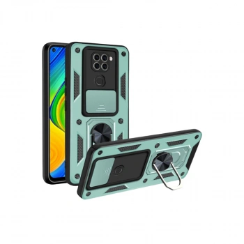 Xiaomi Redmi Note 9 4g Kılıf Pars Lens Yüzüklü Silikon - Yeşil