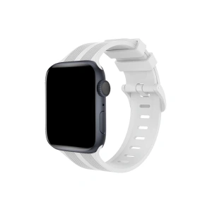Apple Watch 38mm Kr408 Çizgili Silikon Kordon - Beyaz