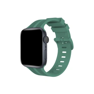 Apple Watch 38mm Kr408 Çizgili Silikon Kordon - Yeşil