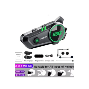 C50 2x Motosiklet Intercom Kask Kulaklık 1000 Mah Rgb Işıklı Çift Eşleşme