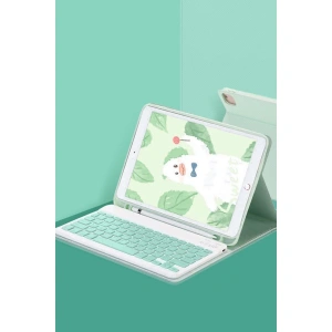 İpad 10.2 (9.nesil) Kılıf Kc01 Smart Klavyeli Tablet Kılıfı - Açık Yeşil