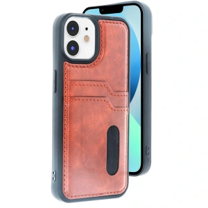 İphone 11 Kılıf Sara Kartvizitli Deri Kılıf - Taba