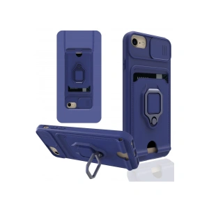 İphone 7 Kılıf Zuma Kartvizitli Yüzüklü Silikon - Lacivert