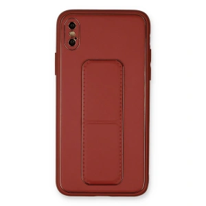 İphone Xs Max Kılıf Coco Deri Standlı Kapak - Fuşya