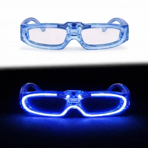 Mavi Led Işıklı Parti Gözlüğü 3 Modlu – Glow  Gece Eğlence Gözlüğü