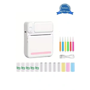 Mini Taşınabilir Yazıcı 13 Rulo Kağıtlı Mürekkepsiz Etiket Yazıcısı Mini Termal Yazıcı