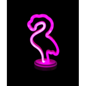 Neon Işıklı Flamingo Yazılı Masa Gece Lambası Pil+usb