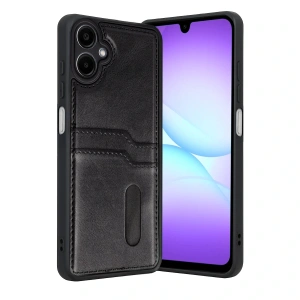 Samsung Galaxy A07 4g Sara Kartvizitli Deri Kılıf - Siyah