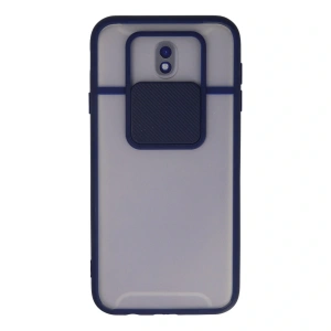 Samsung Galaxy J7 Pro / J730 Kılıf Palm Buzlu Kamera Sürgülü Silikon - Lacivert